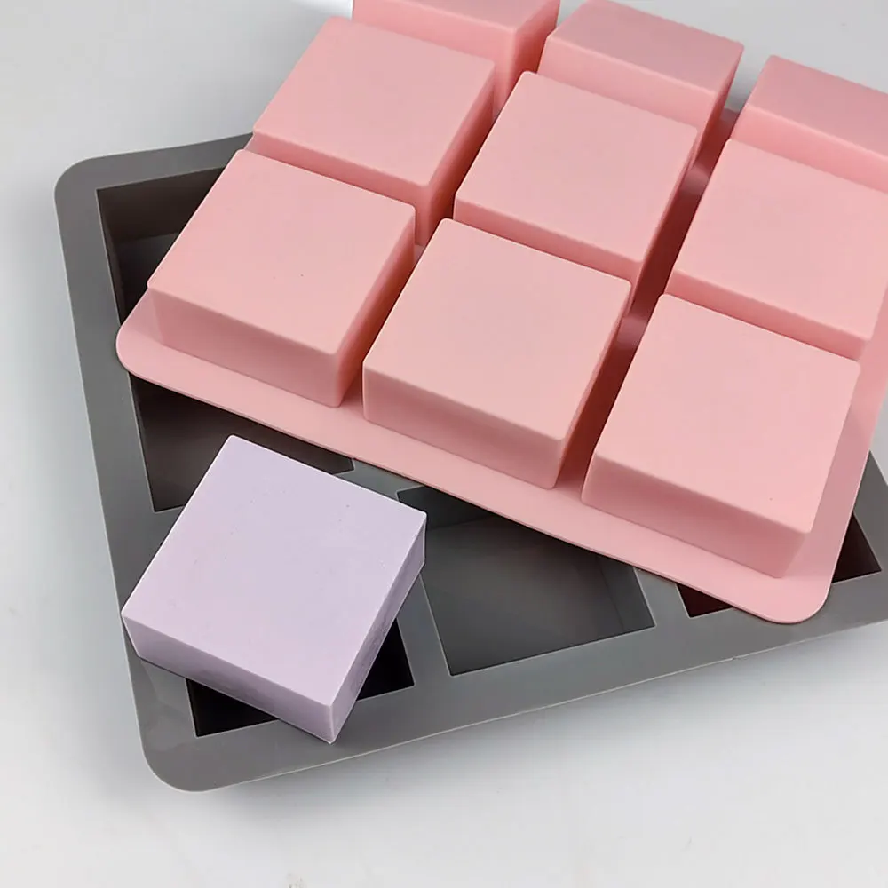 9 Hole Square Silicone Soap Mold DIY Handmade Baking Dessert Chocolate Cake Resin Candle Making Tools Cold Process Soap Mould