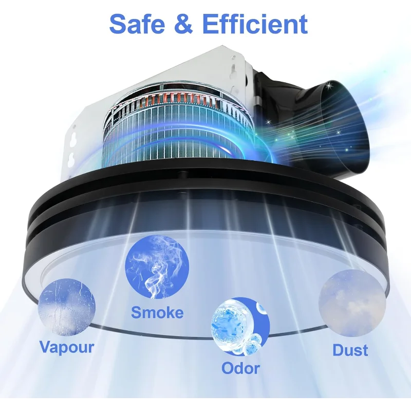 مروحة عادم الحمام Akicon مع ضوء، 110CFM، 2.0 نطاق للسقف، ضوء LED قابل للتعتيم 1000 لومن وإضاءة ليلية 150 لومن مزدوجة اللون