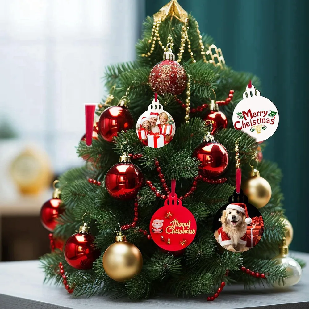 20 PCS Sublimation Christmas Ornaments Blanks MDF Double Sided Heat Transfer Sublimation Memorial Christmas Ornament