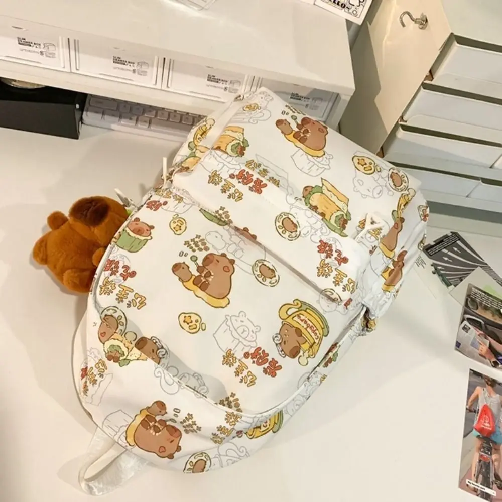 Lovely Large Capacity Capybara Backpack Animal Korean Style Capibara Shoulder Bag with Pendant Cartoon Capybara School Bag Kids