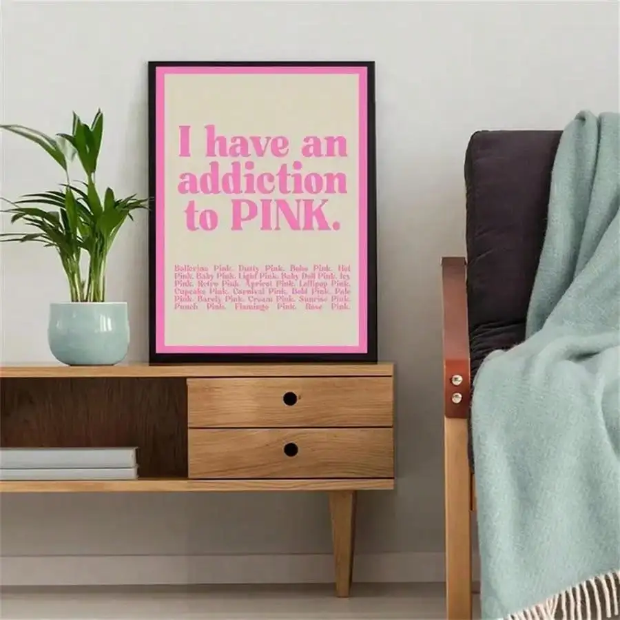 Unique Pink Letters Canvas Poster Wall Art Decor - Frameless Modern Wall Art for Bedroom Living Room and Home Office Decor