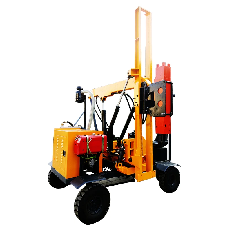 Hot Sale Road Fence Pile Driver Machine Rotary Auger Drilling Screwing Equipment Pump Motor Engine Highway Guardrail Pile Driver
