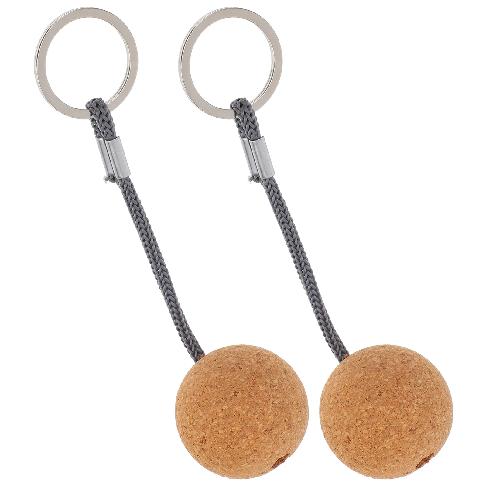 

2 Pcs Cork Ball Keychain See Boat Float Sailboat Buoyant Iron Ring Beach Floating