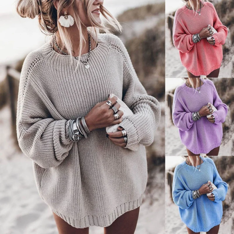 2024Winter Clothes New New-Border Solid Color Sweater Loose Batwing Sleeve Oversized Sweater Coat Women