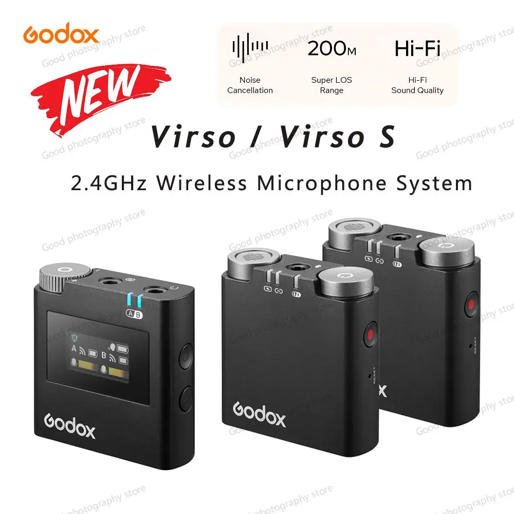 Godox Virso / Virso S M1 M2 Wireless Lavalier microfono trasmettitore ricevitore VirsoS Mic per fotocamera Sony per la registrazione di interviste