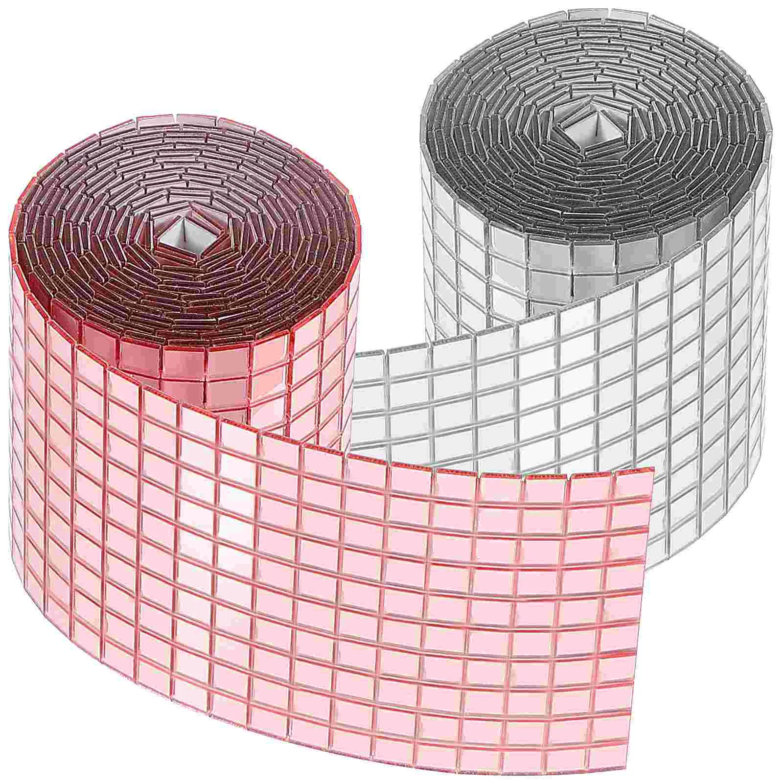 

2 Pcs Acrylic Wall Stickers Brick Mosaic Tiles Self Adhesive Small Mirror Disco Square Mirrors