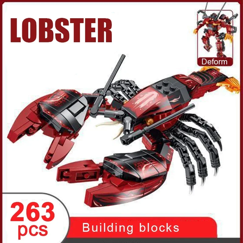 Creative Assembly Crab Ocean Animals Building Block  DIY Seahorse Squid Shark Building Blocks Toy Zoo Underwater Boy Robot