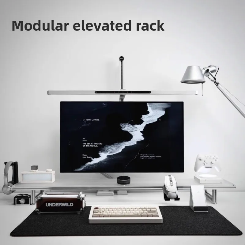 Aluminum Alloy Modular Monitor Stand Acrylic Laptop Riser Storage Organizer for Office Desktop Modern Workspace Metal Holder