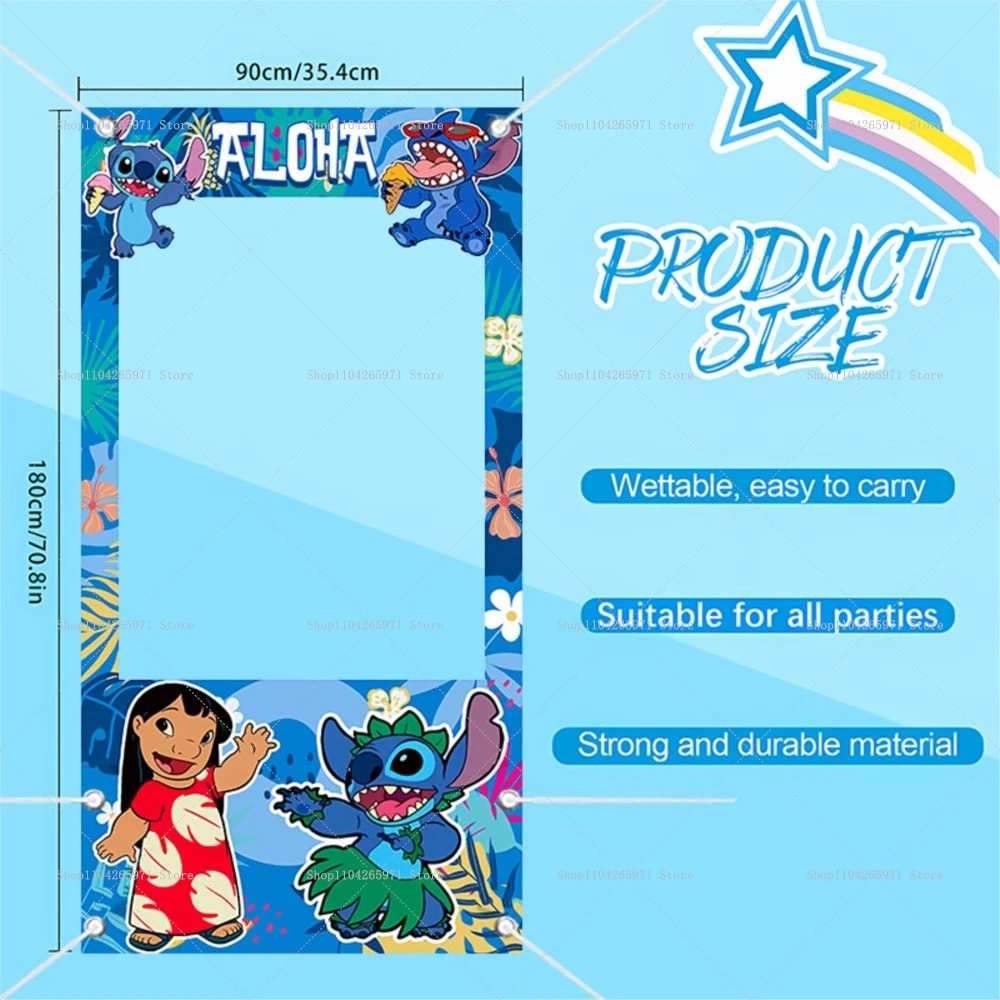 Disney Lilo & Stitch Cartoon Photo Frame Props Cute Theme Backdrop Kids Birthday Party Decorations Shooting Photo Props