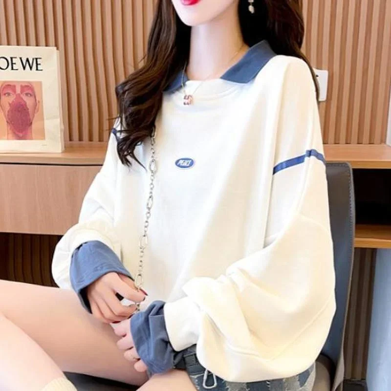 Women Pullover Korean Vintage Letter Print Harajuku Hoodies 2024 Spring Hooded Sweatshirt Casual Loose Female Tops College Style