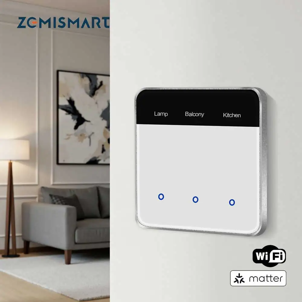 

Zemismart Matter WIFi EU DIY Name Switch with Display Screen Support Homekit Google Home Smartthings Home Assistant Control