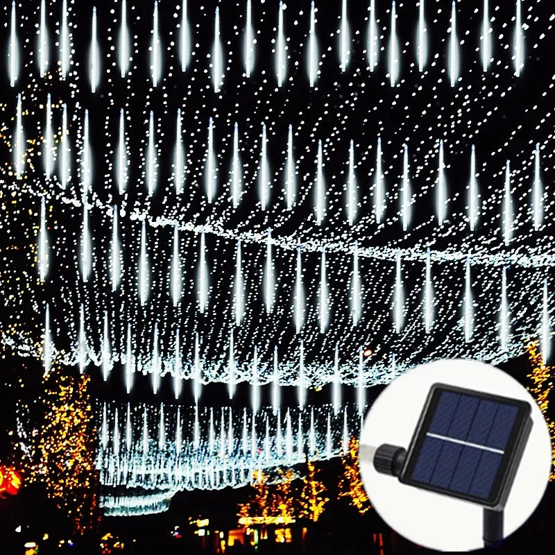 

Solar LED Meteor Shower String Lights 8 Tubes Lighting Wedding Garden Outdoor Holiday Lighting Christmas Street Tree Decoration