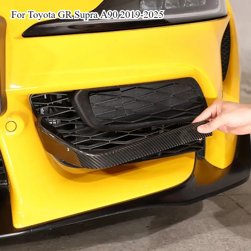 

2pcs Fit For Toyota GR Supra A90 MK5 2019-2025 Real Carbon Fiber Car Front Bumper Fog Light Frame Cover Trim Car Accessories
