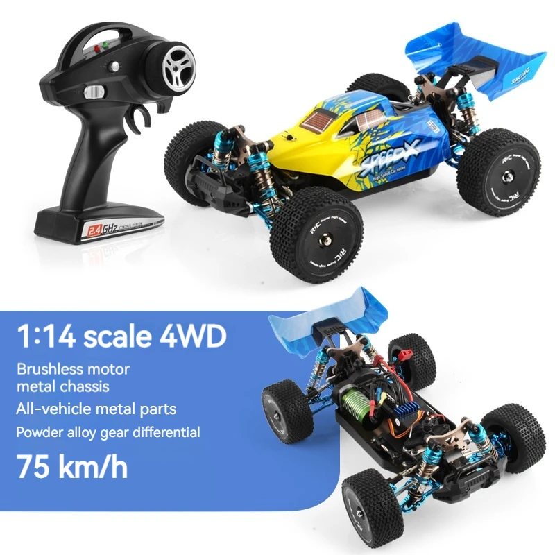 

1:14 масштаб большой бесщеточный двигатель RC автомобиль 70 км/ч металлическая подвеска гидравлический внедорожный высокоскоростной гоночный автомобиль с дистанционным управлением игрушка
