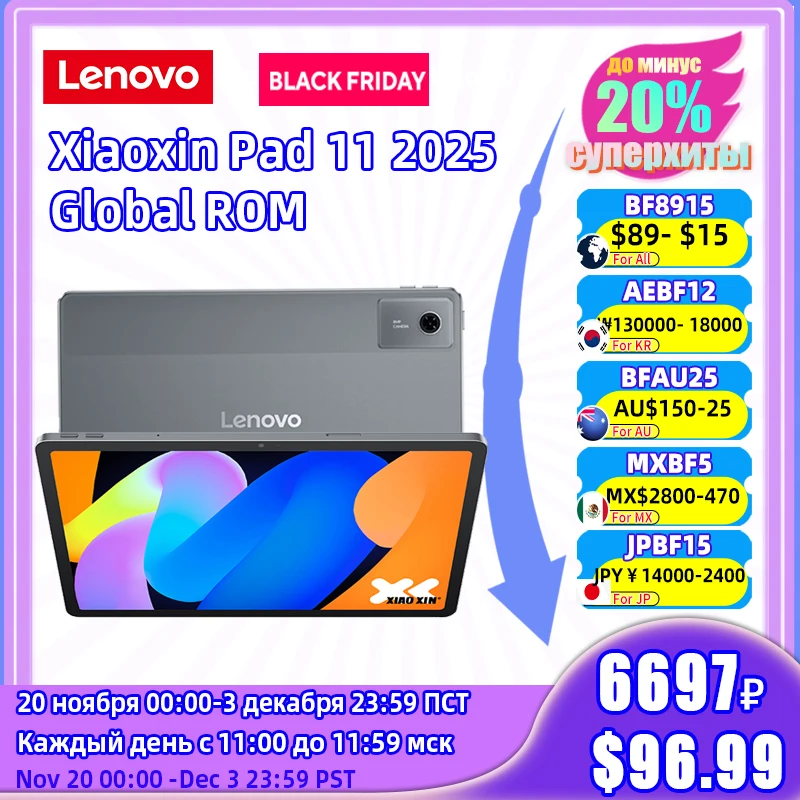 Global Rom Lenovo Xiaoxin Pad 2025 WIFI 11 ''90Hz pantalla 7040mAh batería MTK Dimensity 6300 128GB 256GB tableta Android