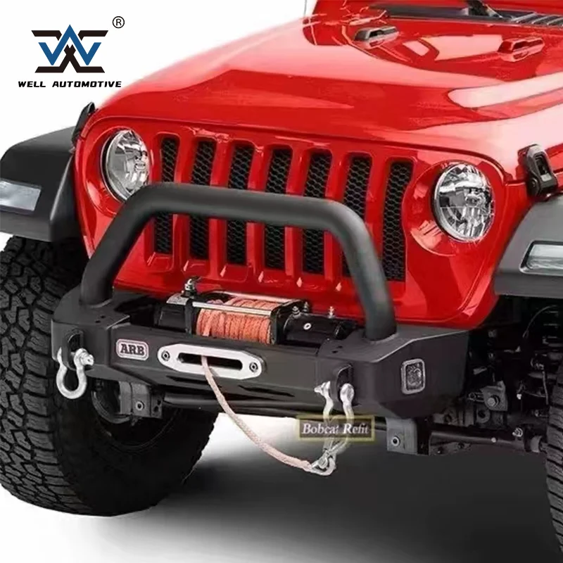 

Hot Sale Off Road Front Bumper With LED Aftermarket Steel Black Winch Bumper Guard For Gladiator JT