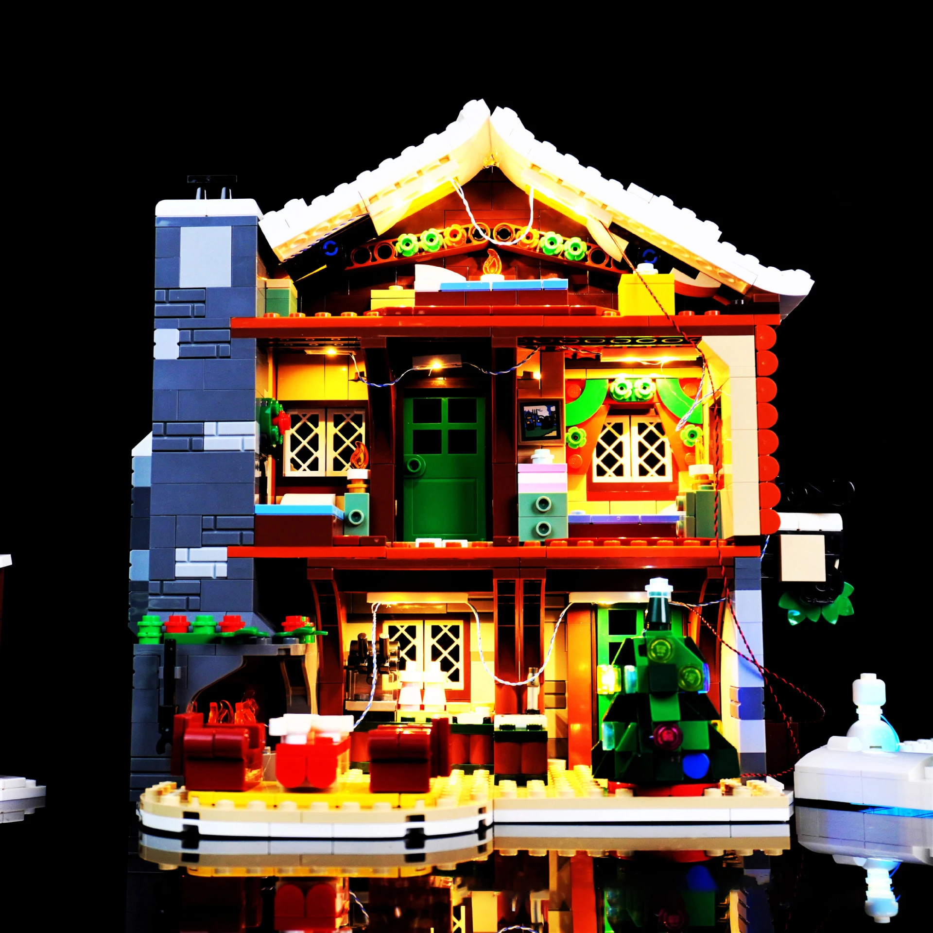 DIY LED Light Kit for 10325 Winter Alpine Lodge Building Blocks Remote-Control Lighting Set (Model Not Included)