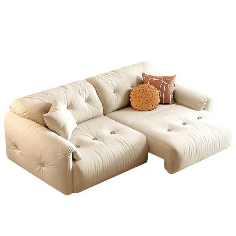 A*-Cream wind modern reclining electric retractable sofa human kennel living room cloud fabric lazy function sofa bed