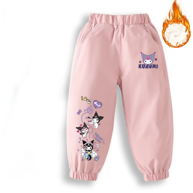 

Sanrio для девочек, сохраняющие тепло, длинные штаны Hello Kitty Kawaii, аниме, модные зимние студенческие водонепроницаемые лыжные штаны, детская одежда