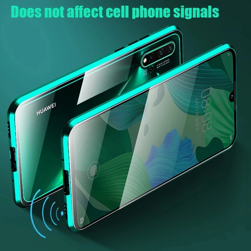 Magnetic For Huawei Mate 50 40 30 Pro Honor 60 50Pro Huawei P50 P40 P30 Pro Double Sided Glass Cover 360 Degree Metal Phone Case