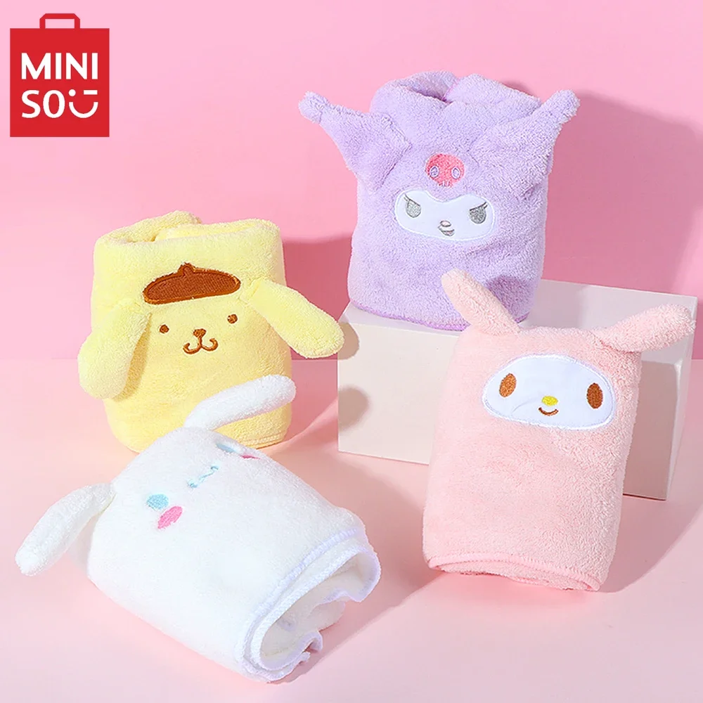 MINISO Anime My Melody Purin Dog Kuromi Coral Fleece Soft Absorbent Towel Cartoon Cute Wash Face Towel Girl Home Towels Gift