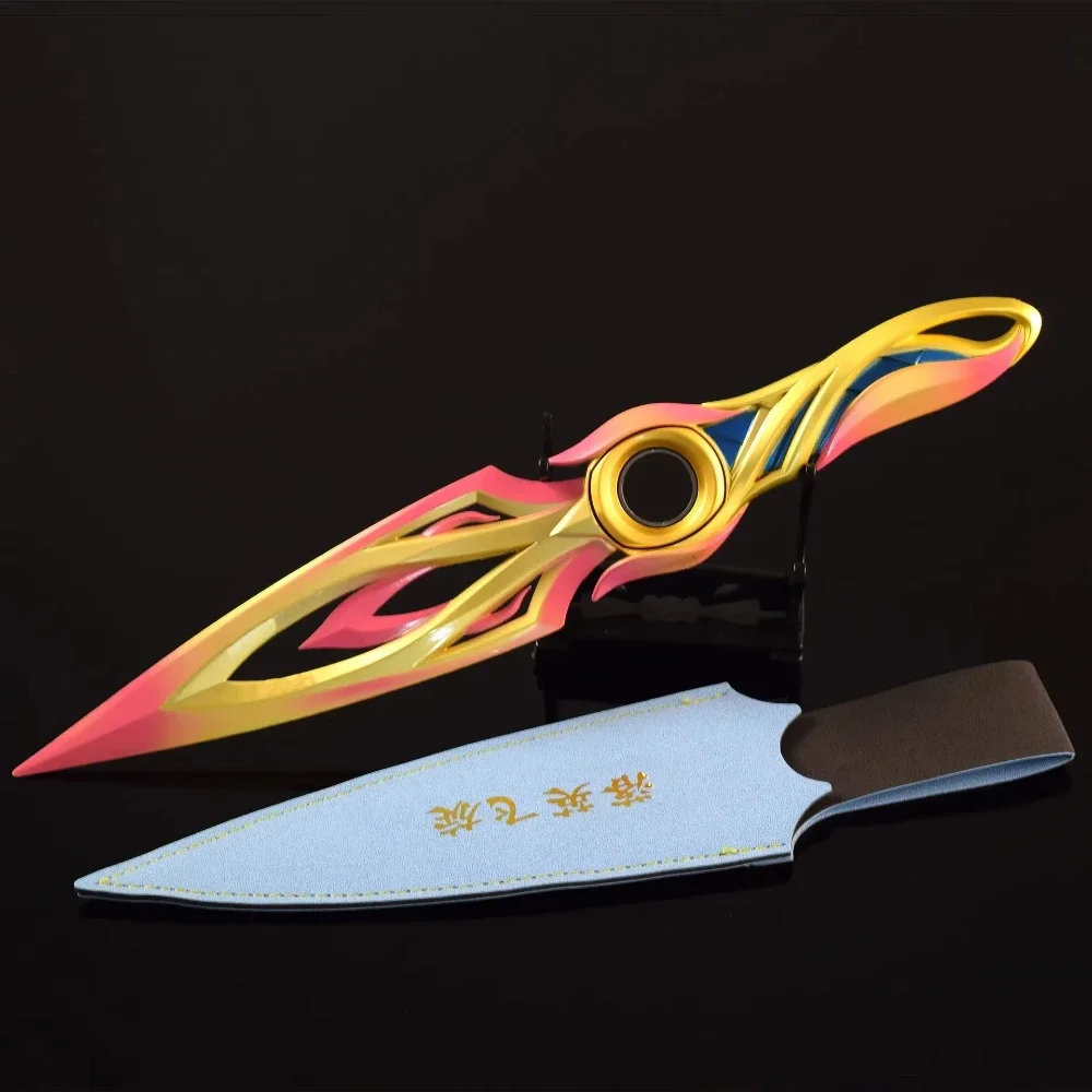 28cm Valorant Mystbloom Kunai giratorio con funda totalmente de Metal cuchillo de juguete espada Cosplay Prop Karambit regalos para niños juguetes para niños