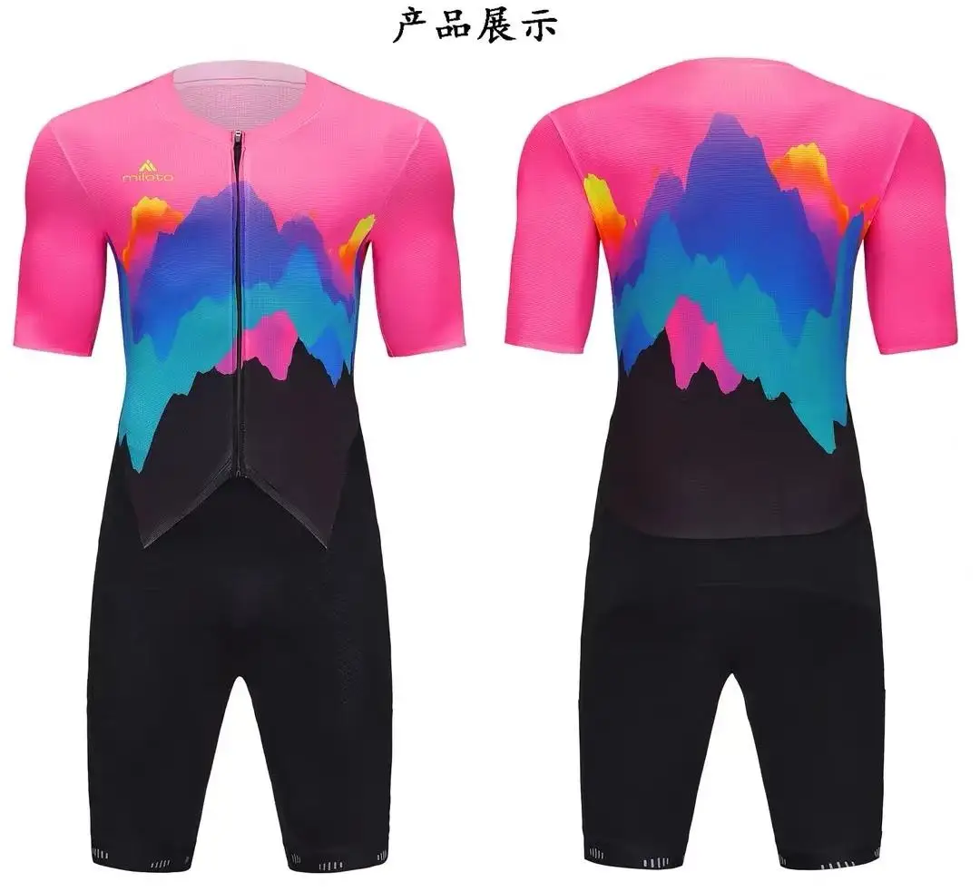 

MILOTO summer triathlon gradient color splash ink competitive version cycling jumpsuit men and women mountain road cycling equip