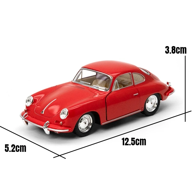 KiNSMART Toy Car Model 1/32 Porsche 356 B Carrera 2 Classical Diecast Miniature Vehicle Collection Gift For Children Boys Kid