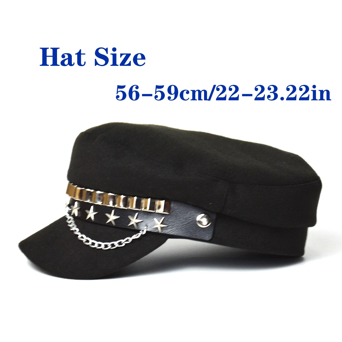 Gothic Painter Hat Flat Hat British Beret for Dating Photography Cabbie Headwear Painter Hat Rivet Studded Hat