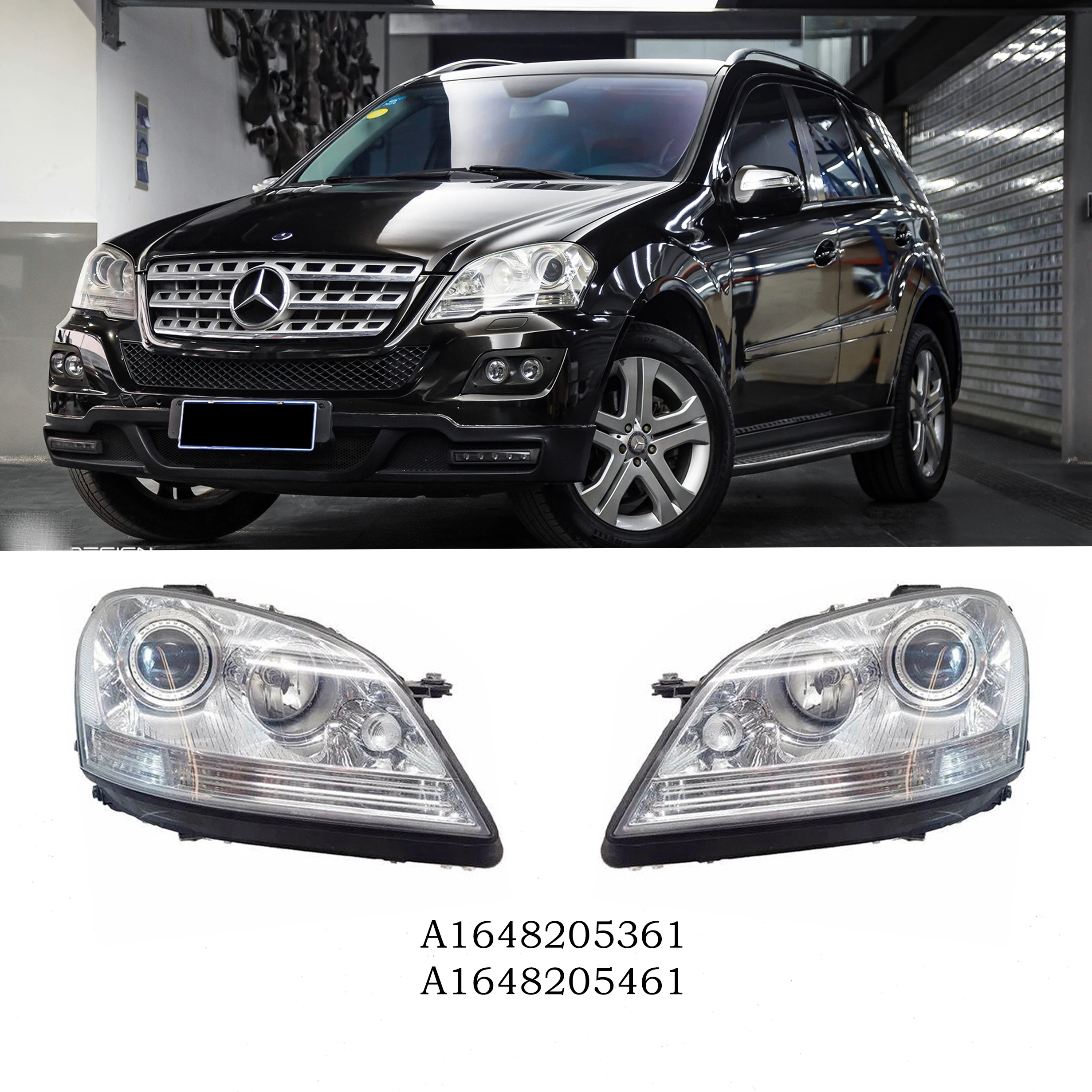 

A1648205361, A1648205461 BBmart Auto Parts Left and Right Side Headlights One Piece For Mercedes Benz ML High Quality Auto Parts