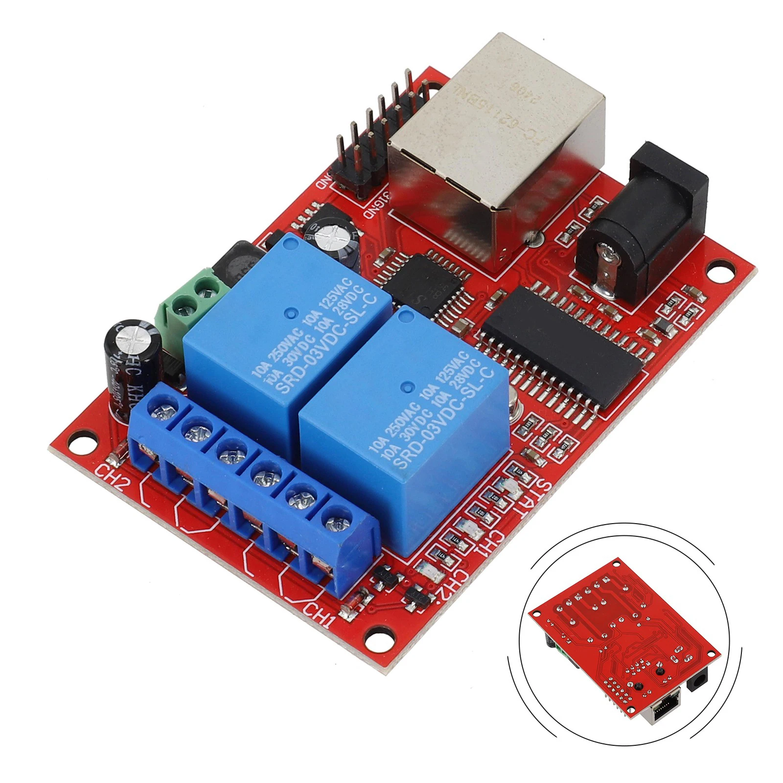6.8x4.8x1.5cm Web Server Module Expandable Relay Module For Automation Network Configuration Power Indicator Lights