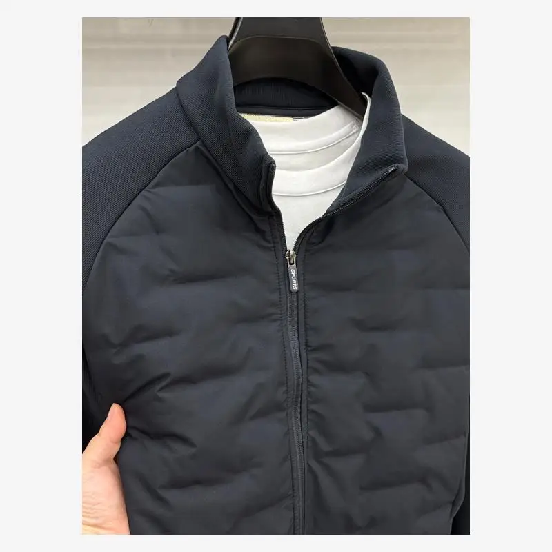 Men's Autumn Winter Fleece Lined Short Casual Jacket Stand Collar Zipper Closure Fashionable All-Match Single-Piece Clothing