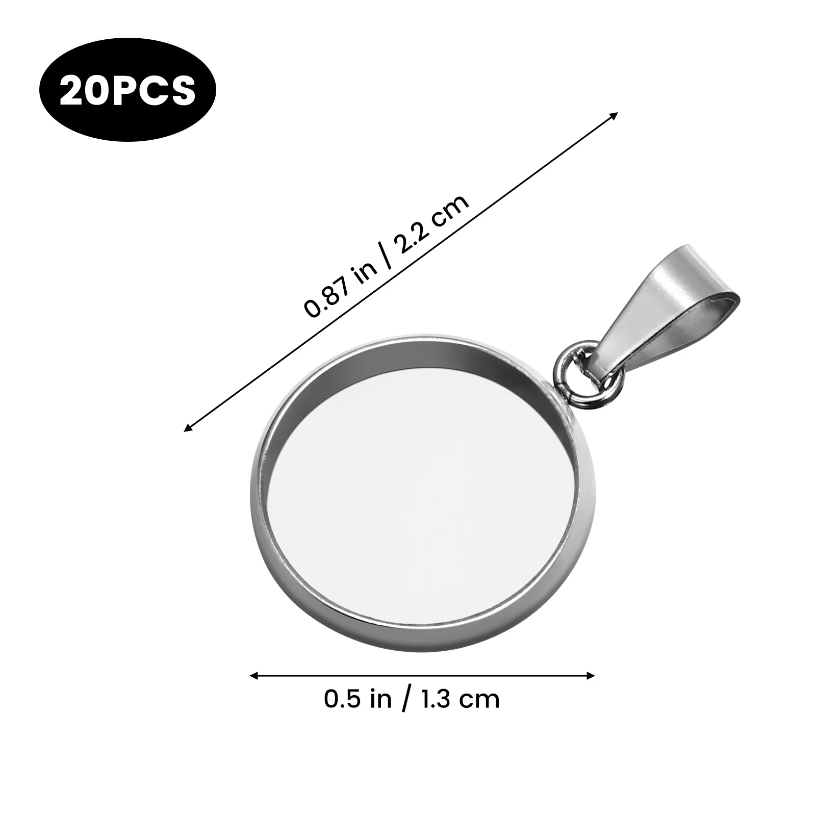 

20pcs Stainless Steel Pendant Trays 12Mm Silver Diy Jewelry Base Set For Necklace Resin Craft Photo Holder Bases Compatible