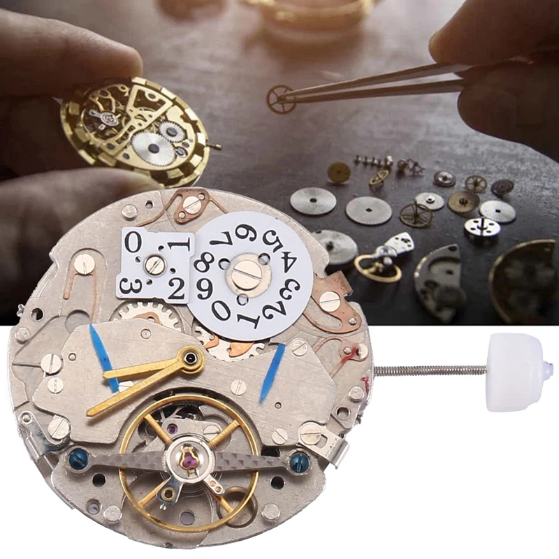 A48R-LB10 Watch Movement Automatic Mechanical Movement L10 Watch Heart 5 PIN Movement 12 O'clock Calendar 3/9 Seconds