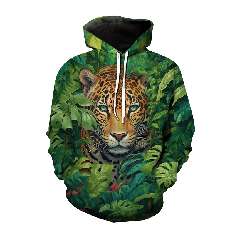 Fun Panther Leopard Hoodies Animal 3D Printed Women Streetwear Hoodie Oversized Pullovers Hooded Sweatshirts Woman Tops Clothing