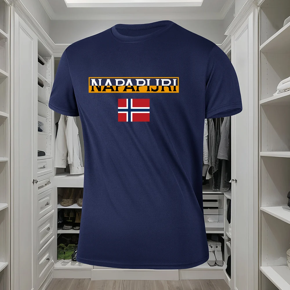 

Летняя мужская футболка с круглым вырезом и принтом, быстросохнущая крутая свободная спортивная повседневная футболка с короткими рукавами, сетчатая дышащая ткань