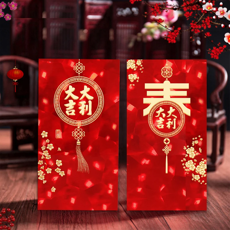 6Pcs Chinese New Year Red Bag Spring Festival Red Envelopes 3D Snake Lucky Money Pockets Chinese Zodiac Snake Year Red Envelopes