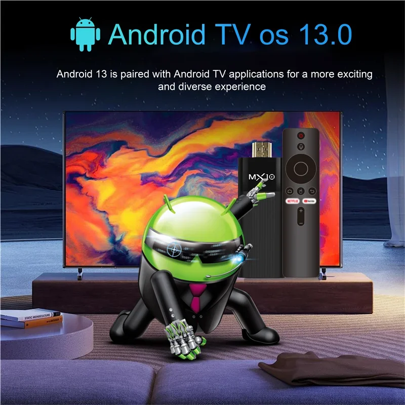 Android 13 Mini TV Stick 2.4G 5G Dual WiFi Bluetooth 5.0 Network Player HD TV Box Quad Core ARM Cortex A53 with Voice Remote