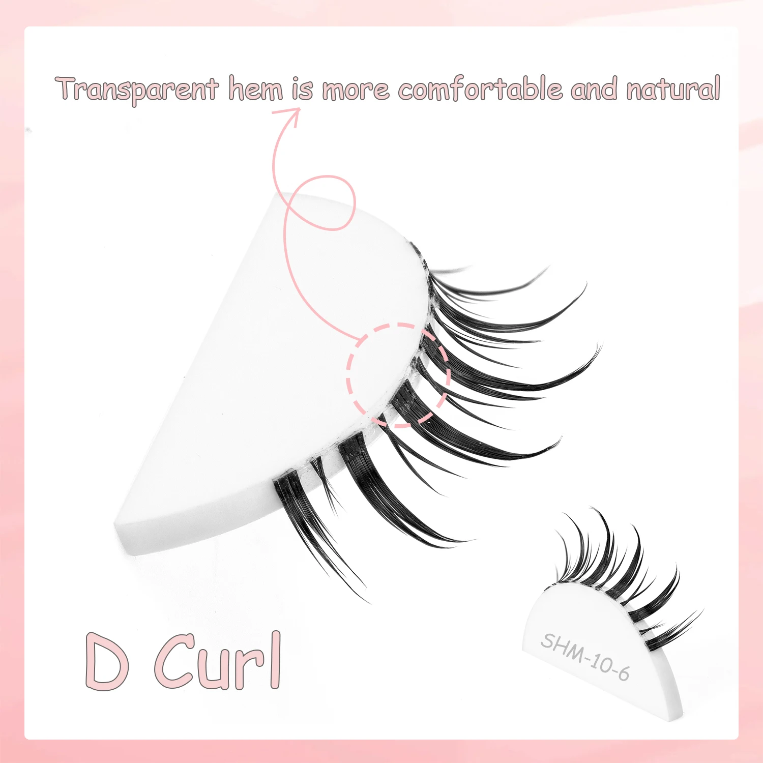 10 Paar künstliche Cartoon-Wimpern mit natürlichem, langem und spitzem, transparentem Stiel SHM-10-6