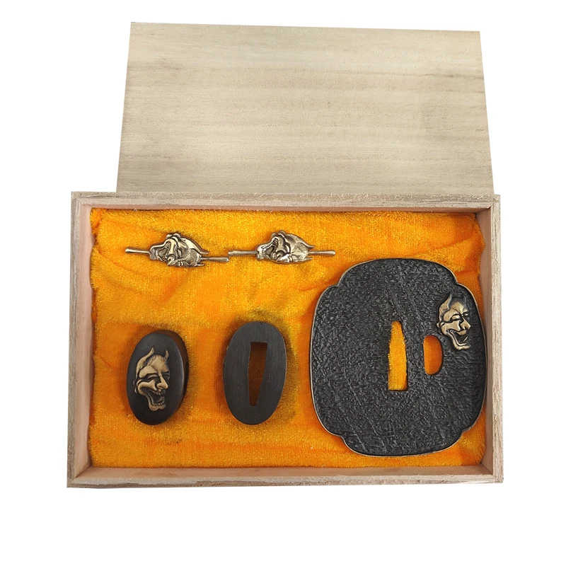 

Набор Ghost Tsuba Guard, японский самурайский меч, латунный материал, Fuchi Kashira Menuki, аксессуары для меча Катана