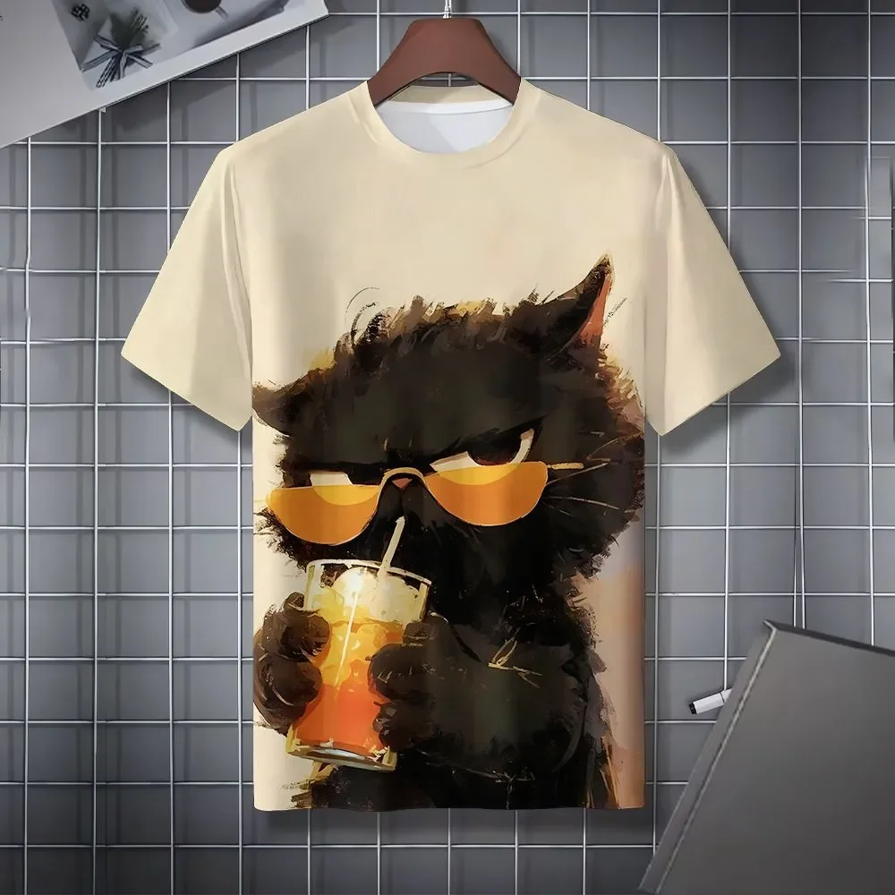

Cute Abstract Breathable Quick-drying Sporty Casual Funny and Fashionable Short-sleeved Cats for Both Men and Women in Summer