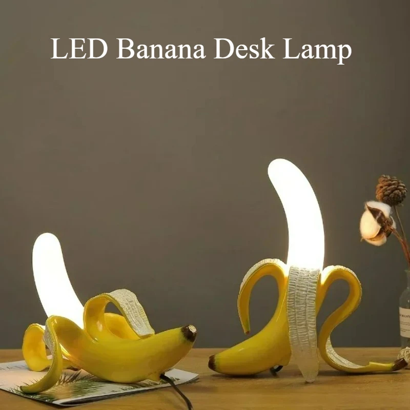 Lampada da scrivania a forma di banana a LED Design creativo e semplice per la casa, soggiorno, sala studio, camera da letto, testata, luce notturna, illuminazione decorativa