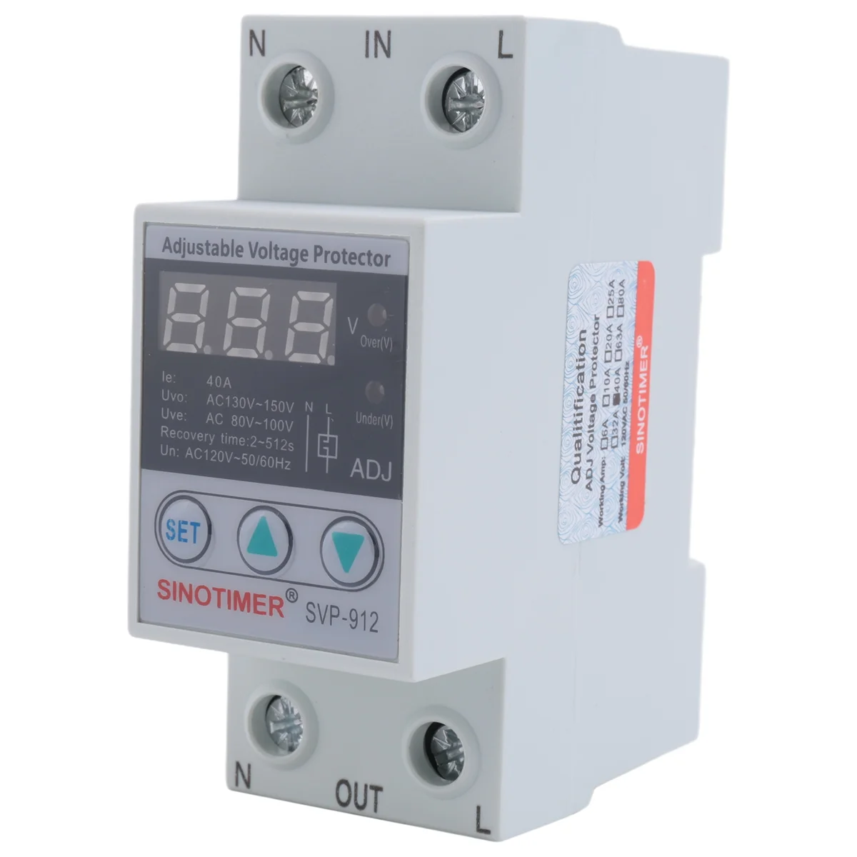 LED Display SVP-912 40A Din Rail 230V Adjustable Overvoltage Undervoltage Protective Device Reset Protector Relay