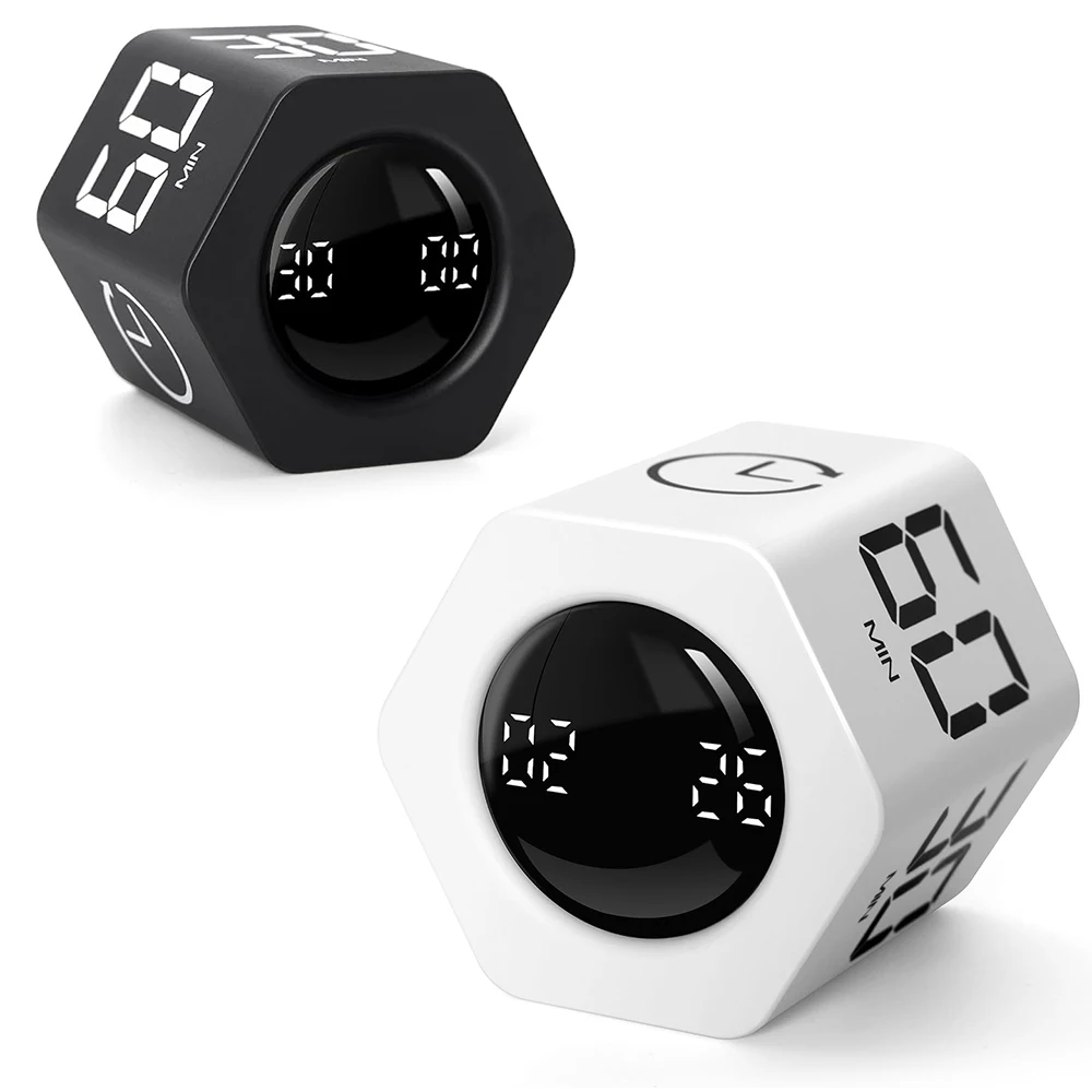 Cubo temporizador de produtividade Ticktime Pomodoro, relógio hexagonal, pausa e currículo, alerta de som mudo e ajustável, para trabalho, escritório
