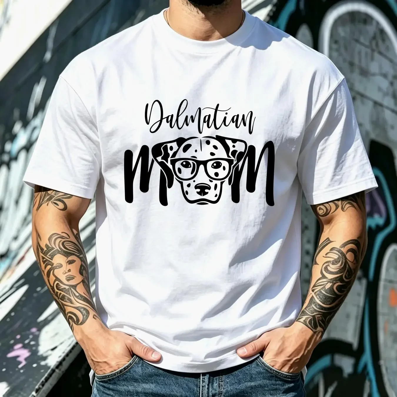washed T Shirt Dalmatian Mom Dog Ladies Mothers Day Mama Lover long or short sleeves vintage Washed Casual homme Breathable