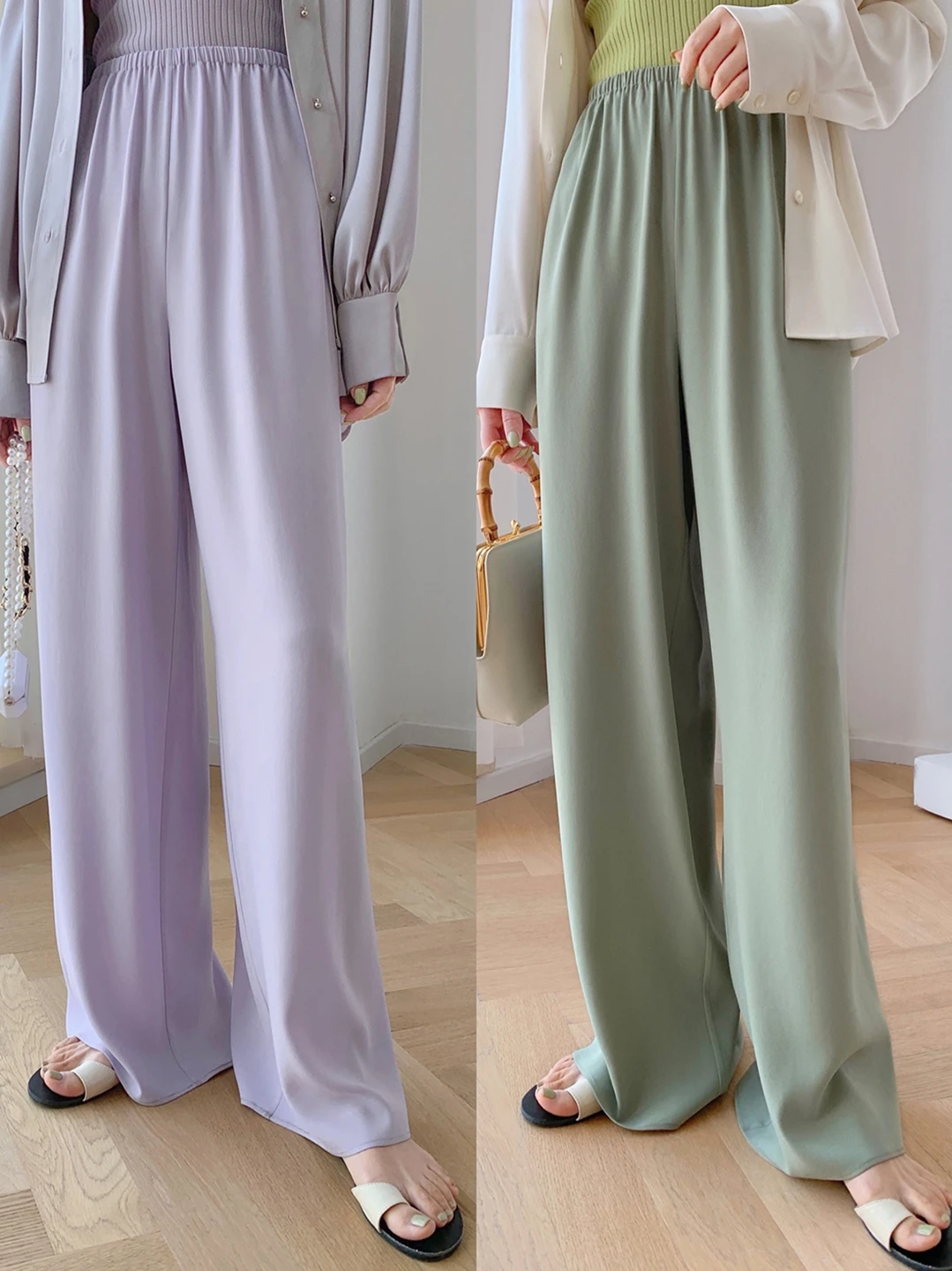 

Широкие брюки SUK Ele с драпировкой, удобной эластичной талией, повседневные, для женщин, для работы, длинные, из полиэфирного волокна