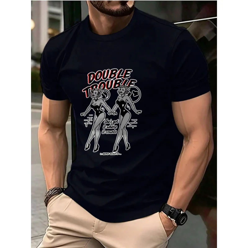 

Мужская футболка черная с двойным принтом и текстом из хлопка высокого качества 180 г