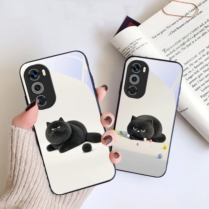 

The Dazed Black Cat For Moto G54 Power 5G G75 Edge 50 Neo G14 24 4G 34 G55 85 35 20 Lite 30 Pro G24 Power Black Glass Phone Case
