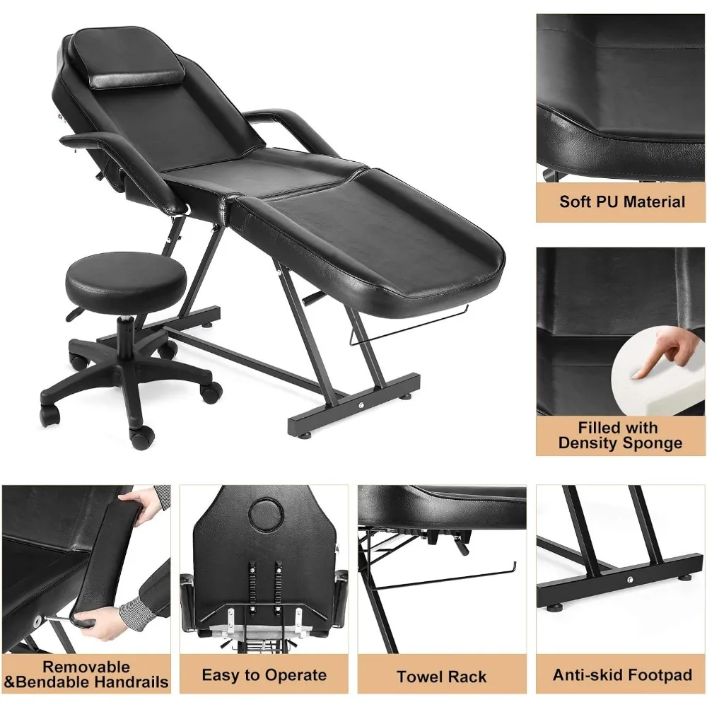 Cama Facial de mano para artista, mesa de masaje, silla de tatuaje ajustable, cama de barbero gratis, silla de Spa, equipo de masaje de salón, cama de tatuaje