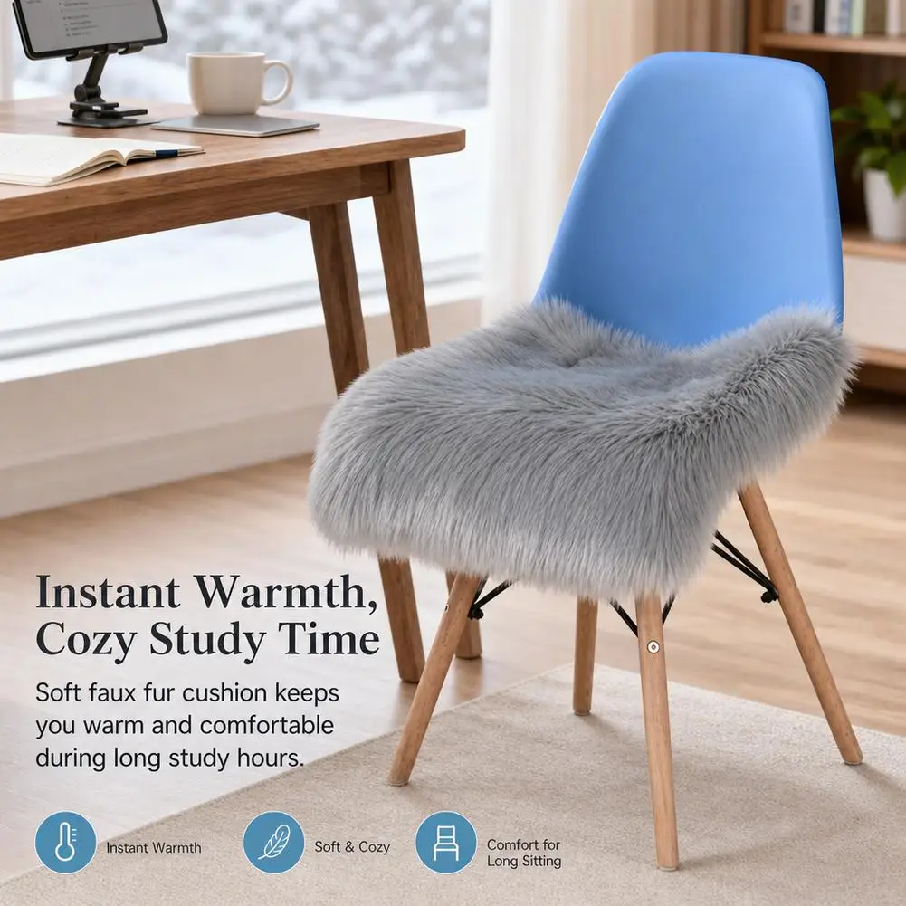40x40cm Plush Seat Cushion for Sofa Couch Office Chair Seat Red Artificial Wool Chair Desk Mattress Solid Color Plush Carpet